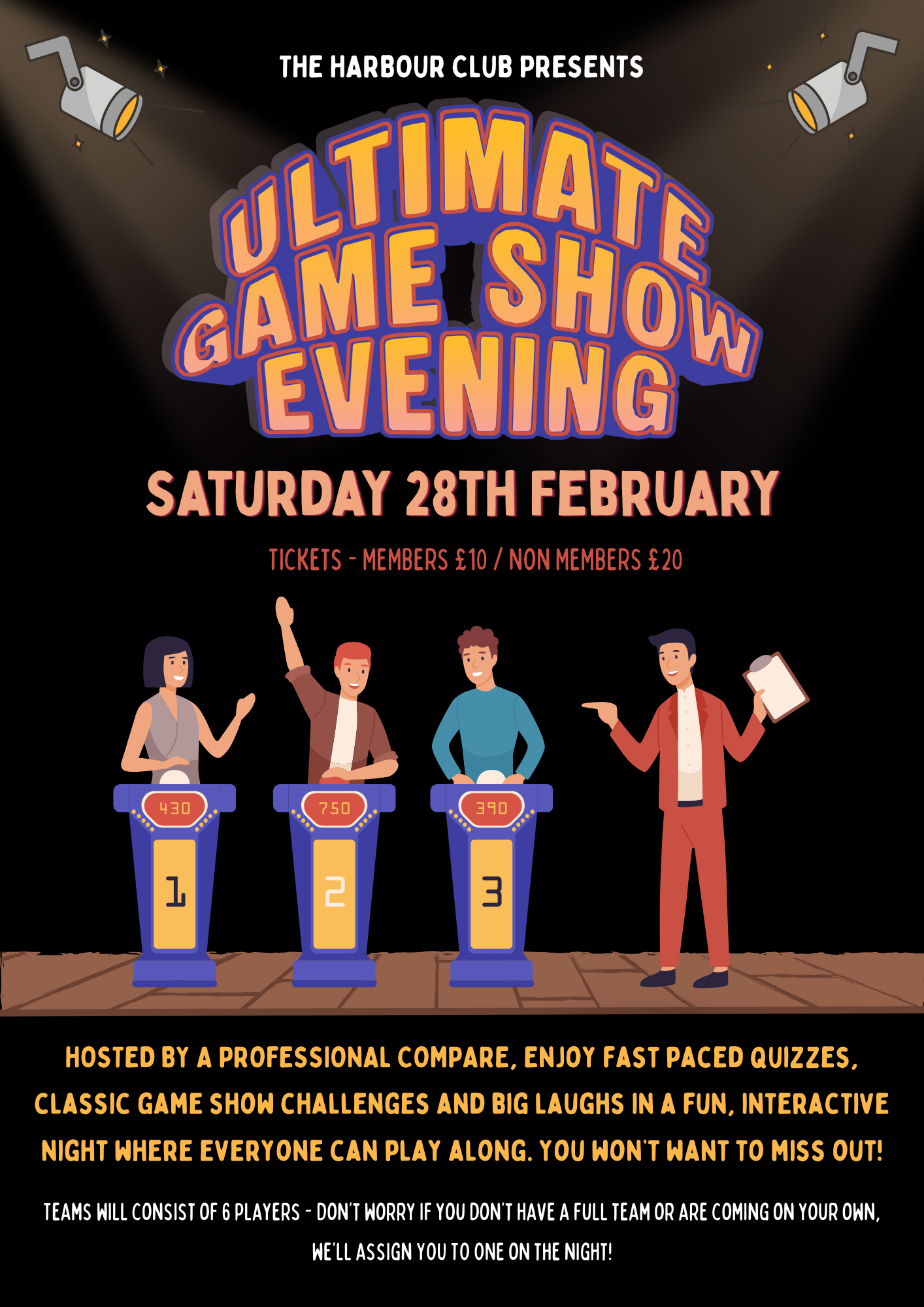 Game Show Poster ticket event @theharbourclub